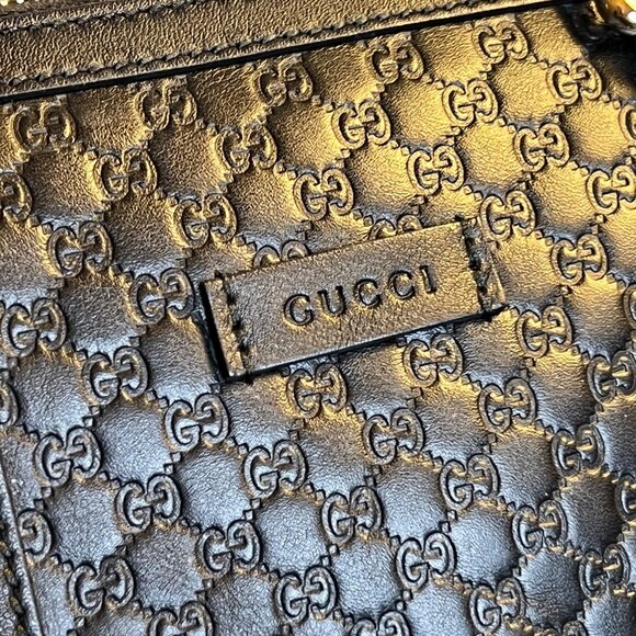 Gucci Micro Guccissima 2WAY Boston Bag Handbag Leather Black - Picture 3 of 16